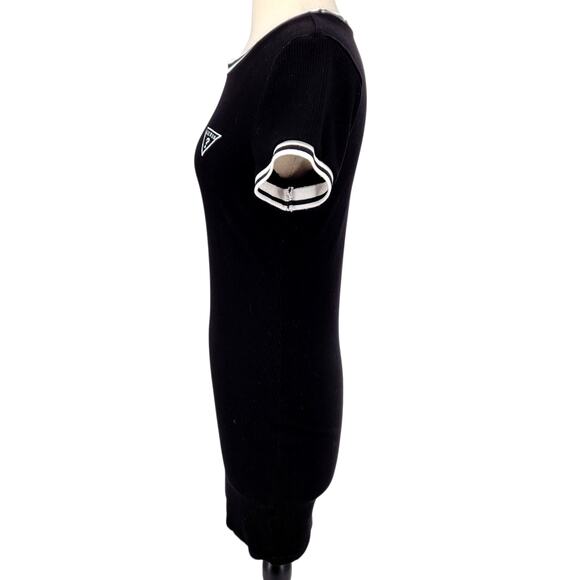 GUESS Black Ribbed Logo Mini Dress – Size M - Picture 3 of 6